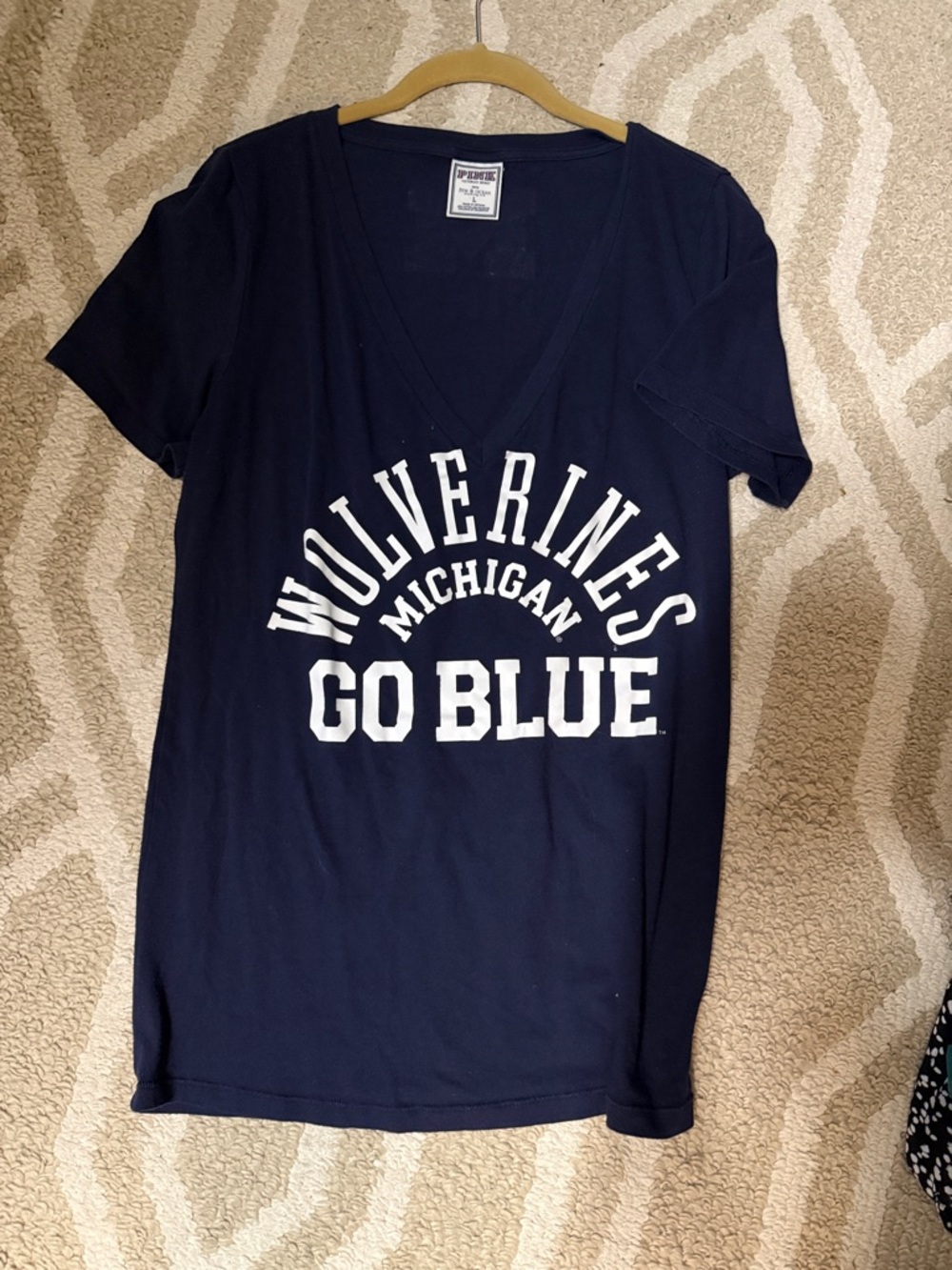 PINK Victoria's Secret Navy Tee with White 'M' and Yellow PINK